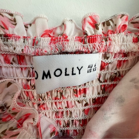 Hello Molly Get Right To It Dress Coral Floral Dainty Mini XS Babydoll Coquette - Picture 9 of 16